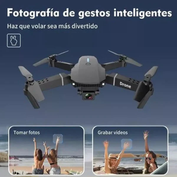 Drone E88 PRO Plegable con Doble Cámara - 4K y GPSUna opción versátil y accesible para capturar momentos desde el aire.