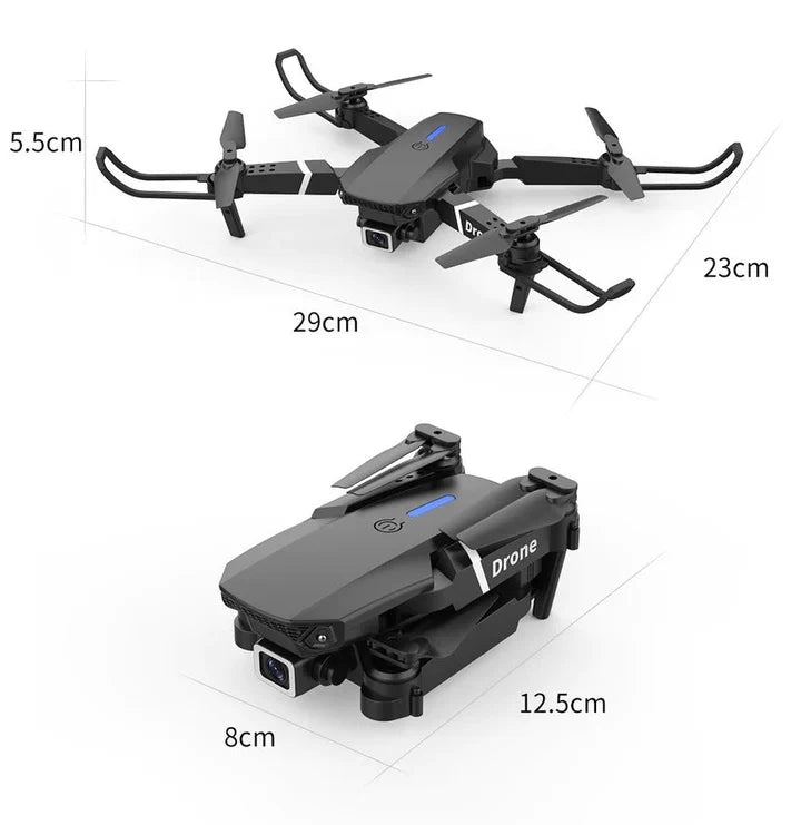 Drone E88 PRO Plegable con Doble Cámara - 4K y GPSUna opción versátil y accesible para capturar momentos desde el aire.